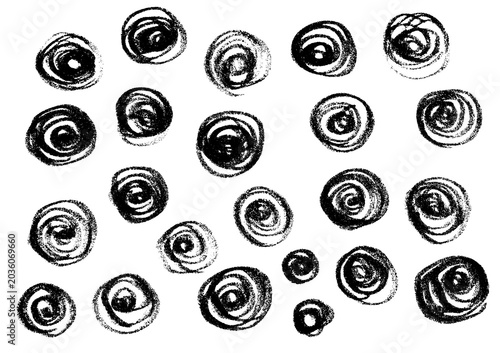 Fényképezés Pattern of black circles isolated on white background
