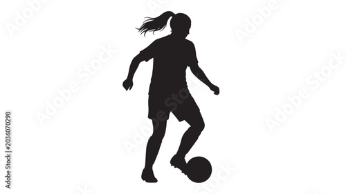 Tableau sur toile football Player Kicking a Ball in Action Silhouette Featuring Sports, Athlete, F