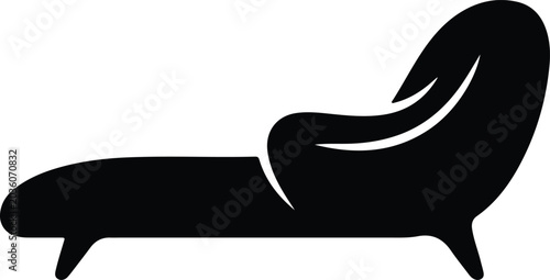 Bild auf Leinwand Silhouette design of a modern comfortable chaise longue chair for relaxation vec