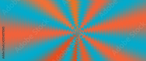 Obraz na plátně Psychedelic Blue and Orange Zigzag Sunburst Abstract Background