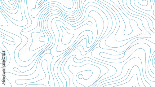 White background with blue contour lines topographic map pattern abstract