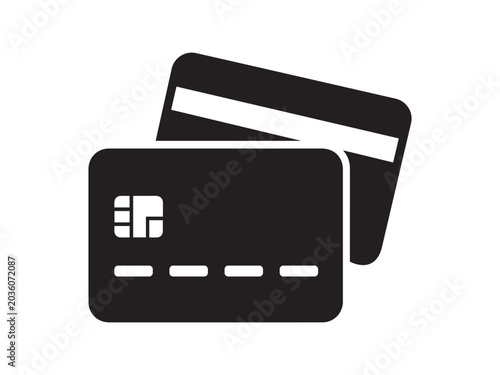 Bild auf Leinwand Credit card icon showing front and back view with chip and magnetic stripe for secure transactions
