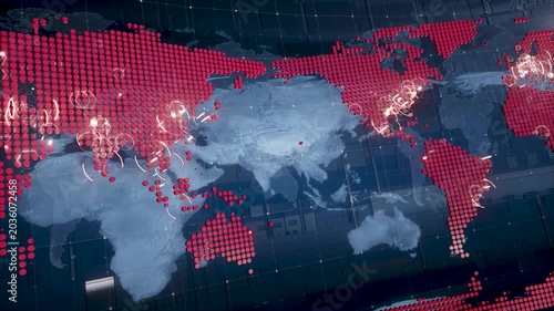 3d render Highly detailed revolving futuristic world map looped