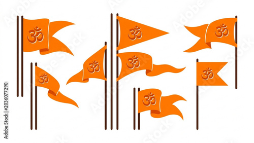 Obraz na płótnie Golden Trishul and Damru Vector Symbol of Lord Shiva Mahakal Spiritual Power