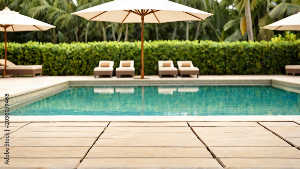 Fototapeta premium Boutique Resort Pool with Umbrellas