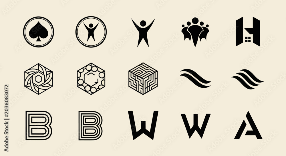Fototapeta premium Abstract Logos and Symbols Collection: Modern Design Elements for Branding