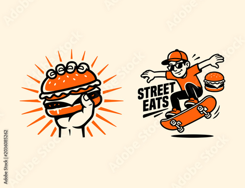 holding burger illustration design template