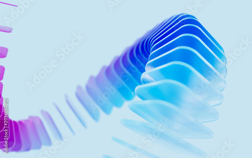 Glass gradient geometry background, 3d rendering.
