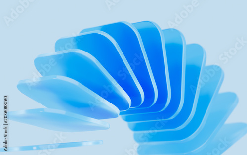 Glass gradient geometry background, 3d rendering.