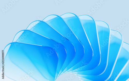 Glass gradient geometry background, 3d rendering.