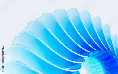 Glass gradient geometry background, 3d rendering.