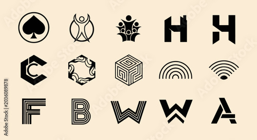 Collection of Modern and Abstract Vector Logos and Icons