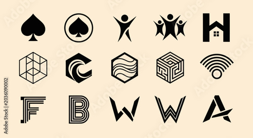 Collection of Modern Geometric Icons and Symbols
