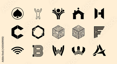 Collection of Modern Geometric Logos and Icons - Abstract Symbols