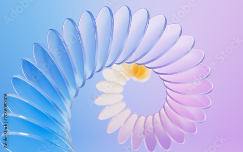 Glass gradient geometry background, 3d rendering.