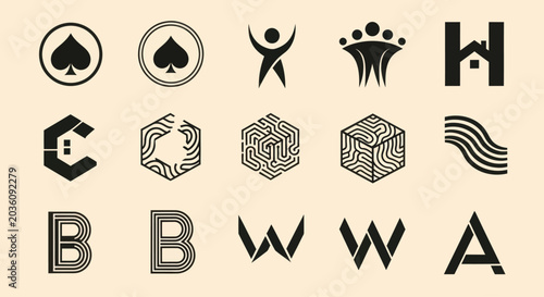 Modern Logo Designs Collection: Abstract Shapes, Icons, and Typography