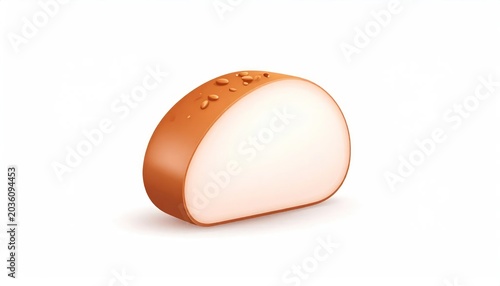 Small round loaf of bread on white background.
