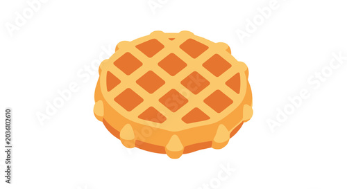 Waffle texture frame with halftone dots on white background