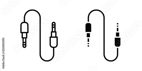 Fényképezés Audio Cable icon. Linear icon collection. flat black icons