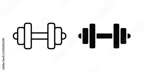 Bilde på lerret Barbell icon. Linear icon collection. flat black icons