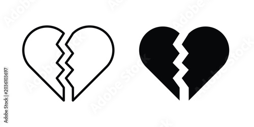 Tablou pe pânză Broken heart icon. Linear icon collection. flat black icons