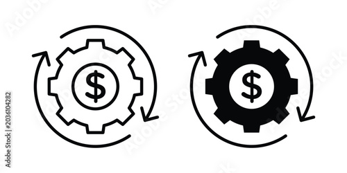 Tableau sur toile Costs optimization icon. Linear icon collection. flat black icons