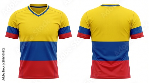Colombia national football team style jersey mockup isolated on white background