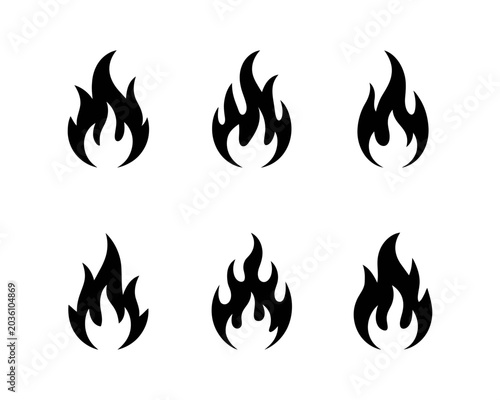 Canvas Print Collection of six black flame icons