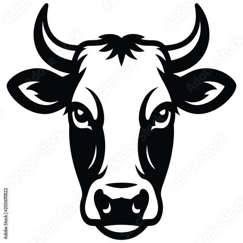 Black and white cow cartoon vector illustration isolated on white background farm animal cattle dairy cute nature design