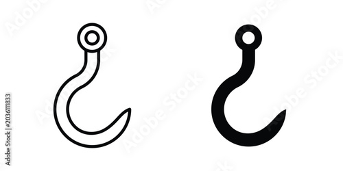 Bild auf Leinwand Winch hook icon. Linear icon collection. flat black icons