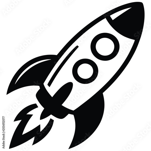 Black Rocket Vector Illustration Isolated on White Background Icon Design