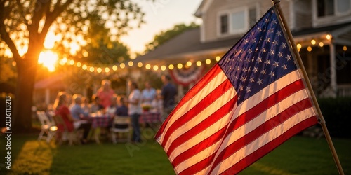 Celebrating independence day with friends and family backyard bbq gathering festive atmosphere evening glow community spirit american flag display