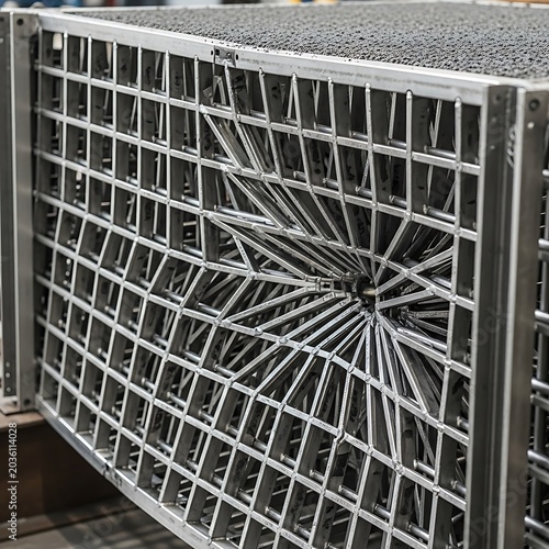 Metal, industrial, ventilation, grille, close-up, steel, architecture, detail
