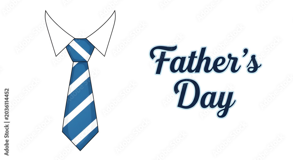 Obraz premium Happy father's day celebration with blue striped tie and white collar