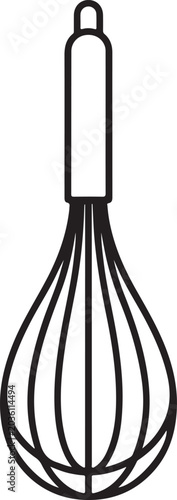 Kitchen Whisk outline for baking and cooking preparation on a white background