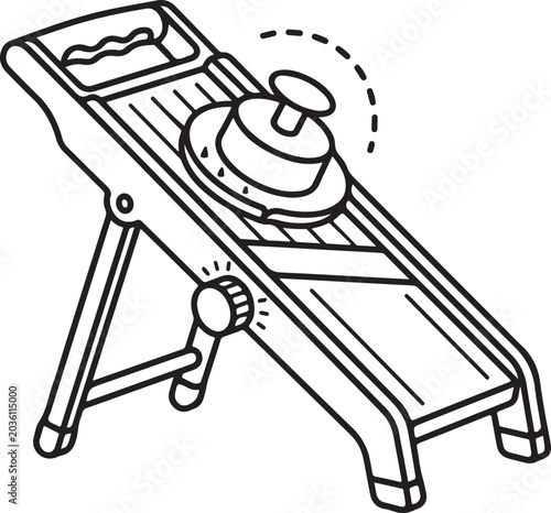 Vegetable Slicer with Adjustable Thickness Dial on a White Background for Food Preparation