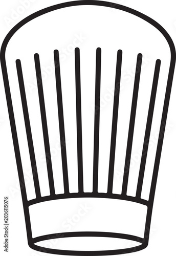 White chef hat with vertical pleats on a plain background