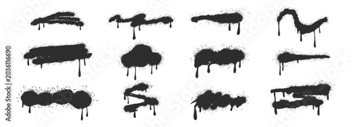 Fotografie Spray paint set aerosol effect, graffiti squiggly lines with paint drips