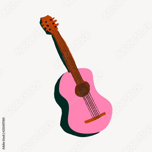 Photos Acoustic guitar, cute doodle in colorful design
