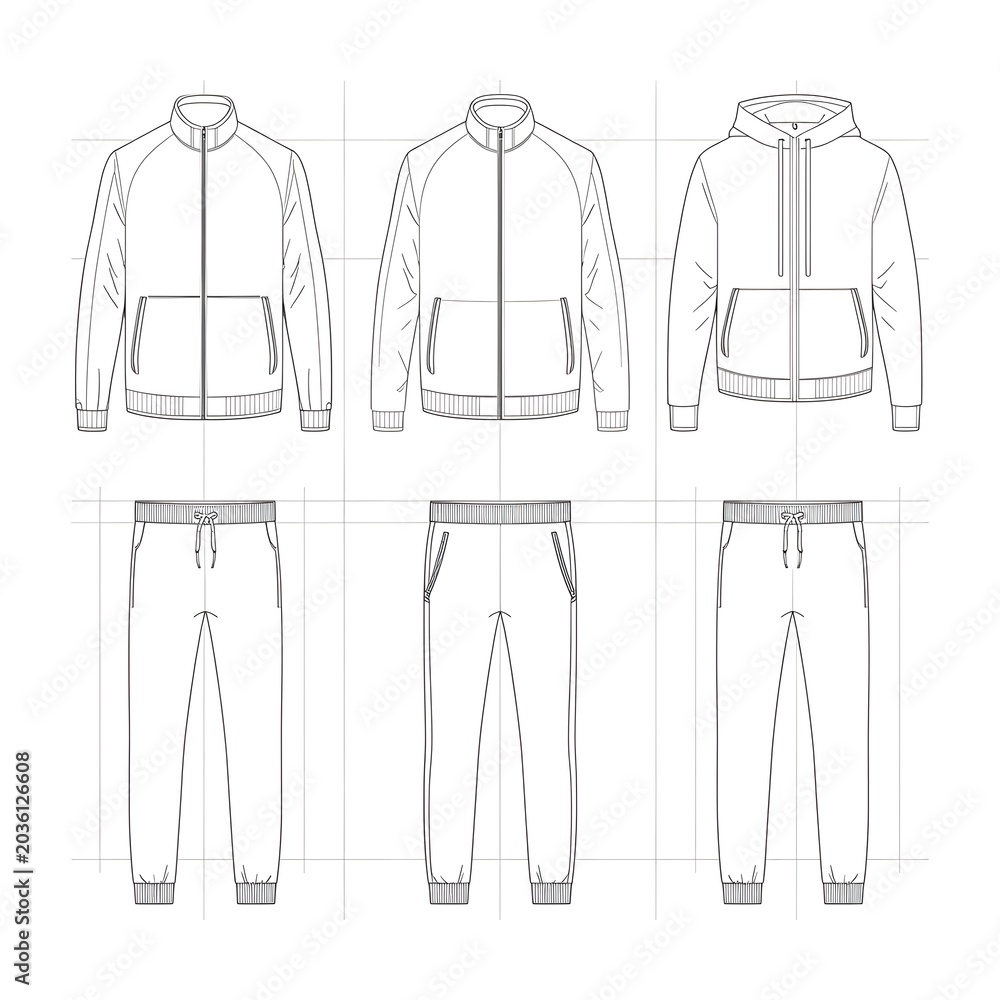 Fototapeta premium Vector apparel mockup in a minimal linear style illustration