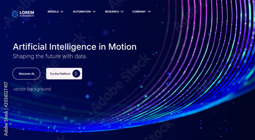 Futuristic glowing particle sphere with dynamic data streams and light, representing artificial intelligence, neural networks, big data, digital communication and advanced technology vector background