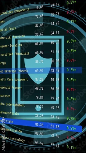Vertical video: Cyber Security tag showing, shield and dashboard cycling rows, monitoring security