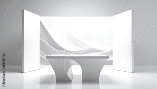 Minimal White Abstract Podium Display in Clean Studio Setting