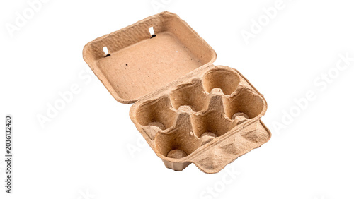 Empty cardboard egg carton box eco friendly packaging isolated on white background