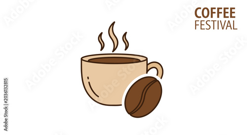 Fotografi Brown coffee cup with steam rising.