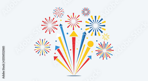 Foto Colorful Fireworks Explosions in Air.