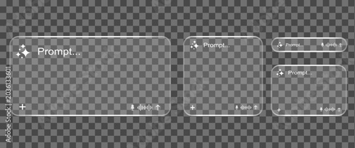 Tableau sur toile Set of Transparent Glass UI AI Chat Input Search Bars and Text Fields