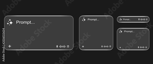 Tableau sur toile Set of Transparent Glass UI AI Chat Input Search Bars and Text Fields