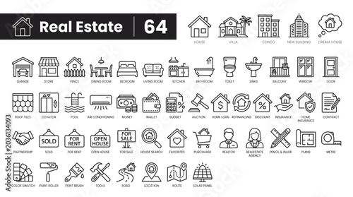 Foto Real Estate line icons set