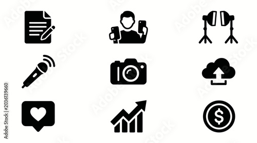 Bold black silhouette social media icons for professional digital marketing and branding